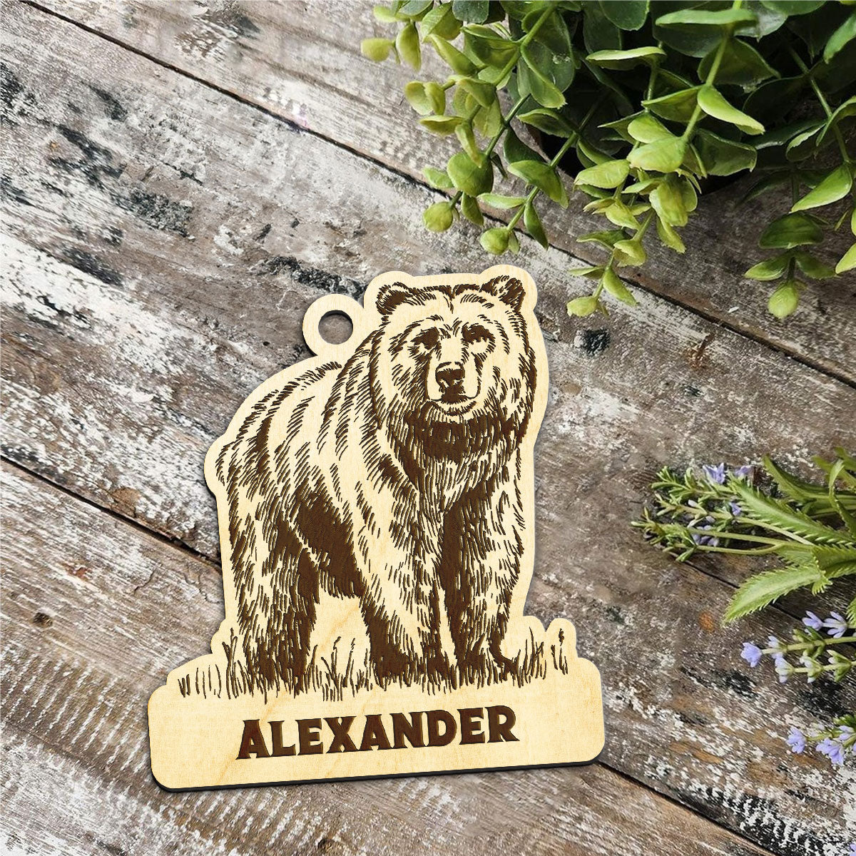 Bear Personalized Wood Ornament DS-15