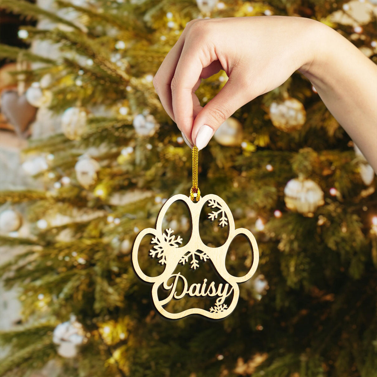 Dog And Cat Paw Shaped - Personalized Wooden Ornament DS-006