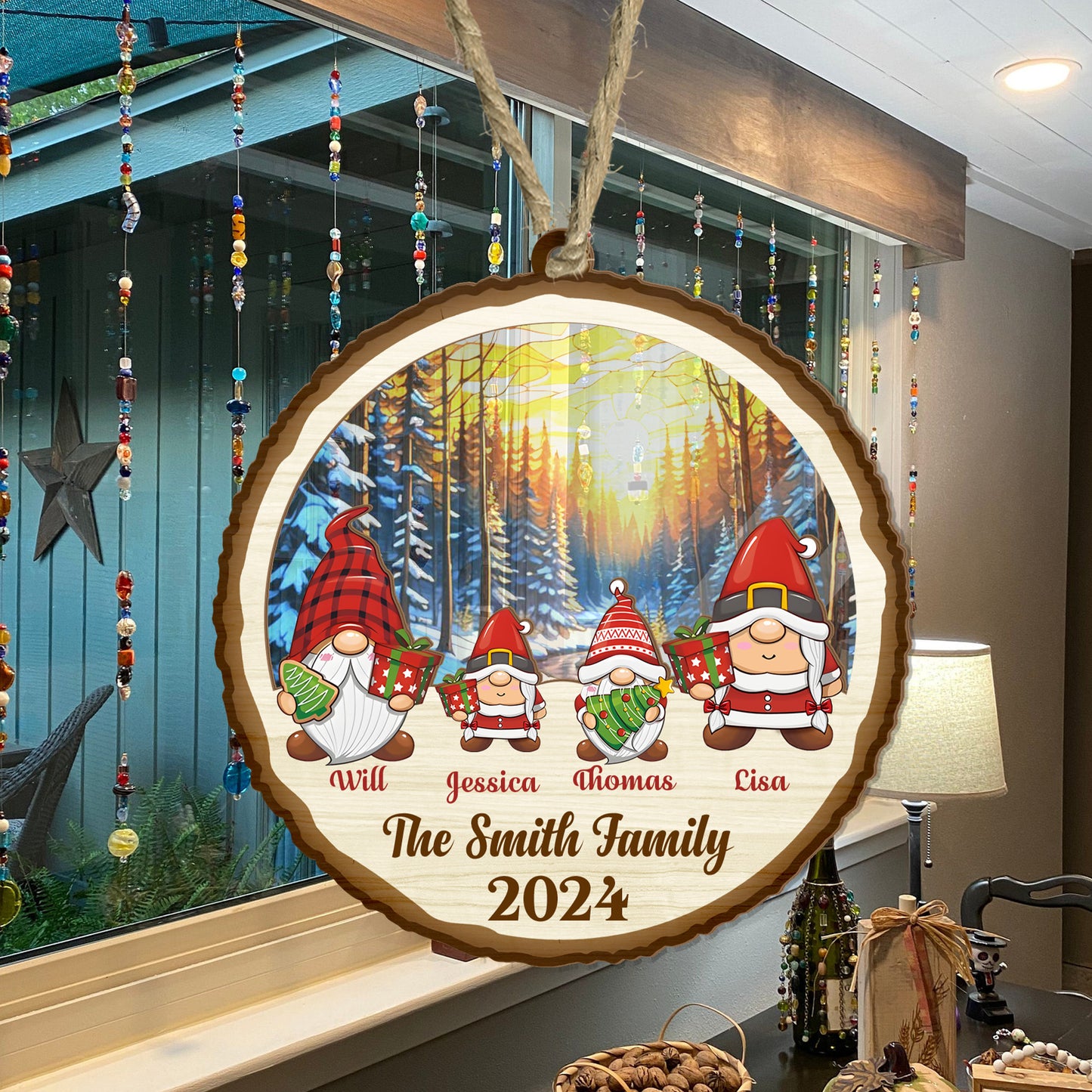Gnome Family - Personalized Suncatcher Ornament DSSUNOPTN1103L