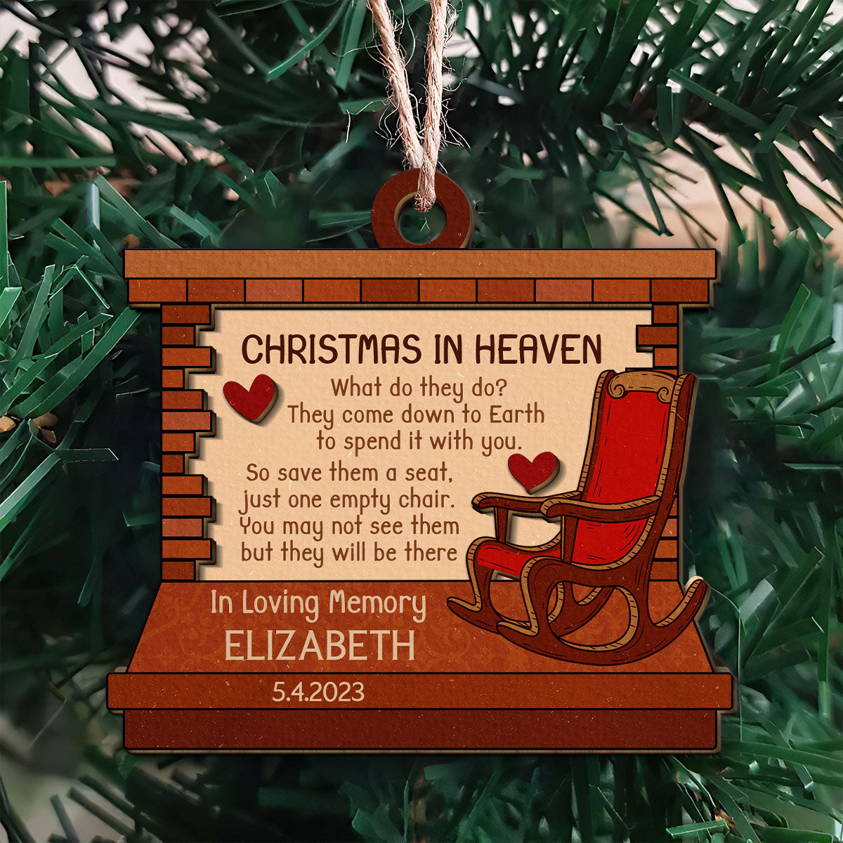 Christmas In Heaven Personalized Wood Ornament DS-52