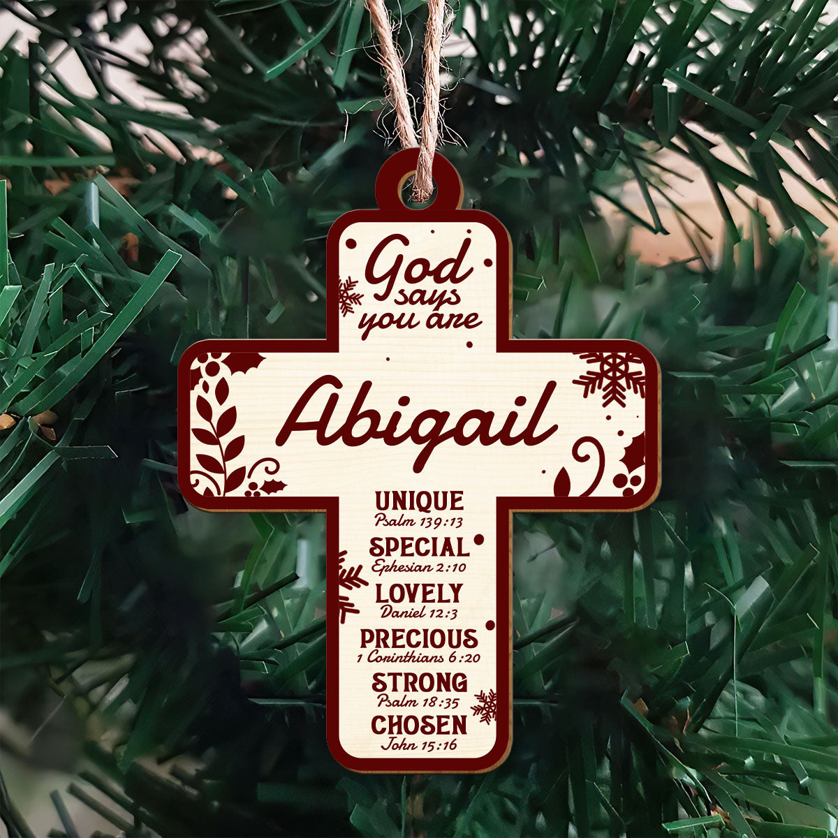 God Says I Am - Cross Personalized Wood Ornament DS-50