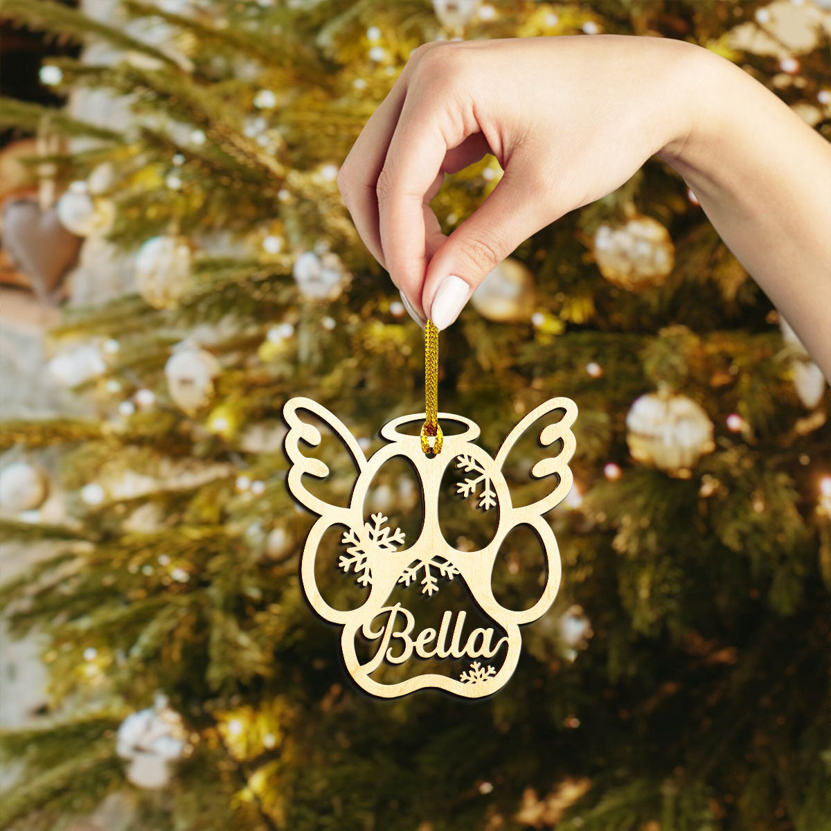 Dog And Cat Paw Shaped - Personalized Memorial Wooden Ornament DS-006