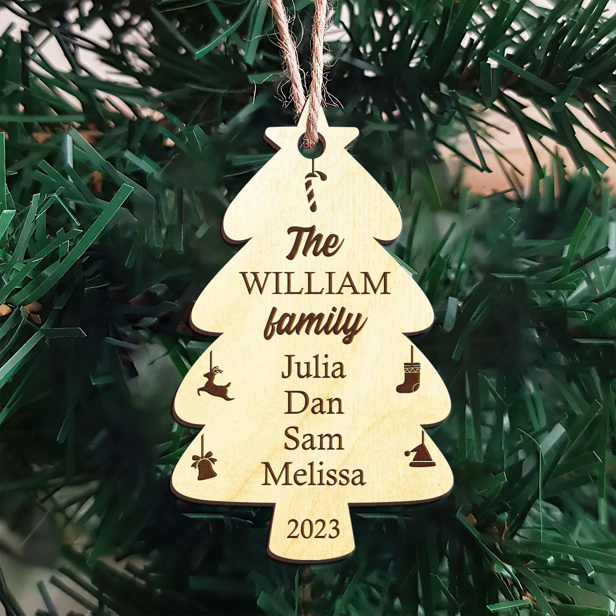 Family Tree - Personalized Christmas Wood Ornament DS-58