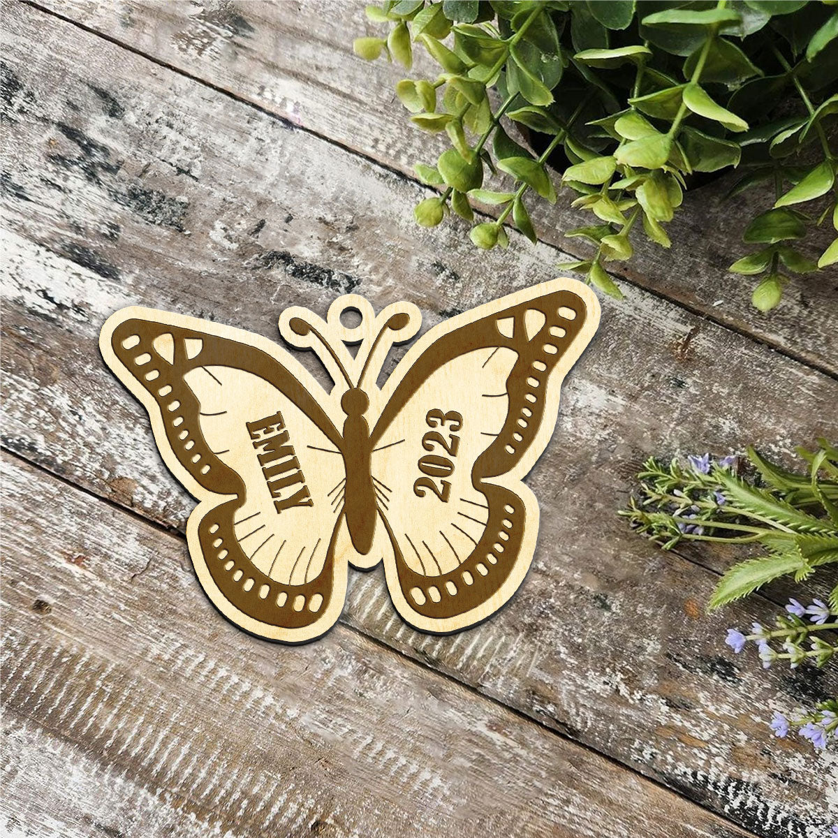 Butterfly Personalized Wood Ornament DS-11