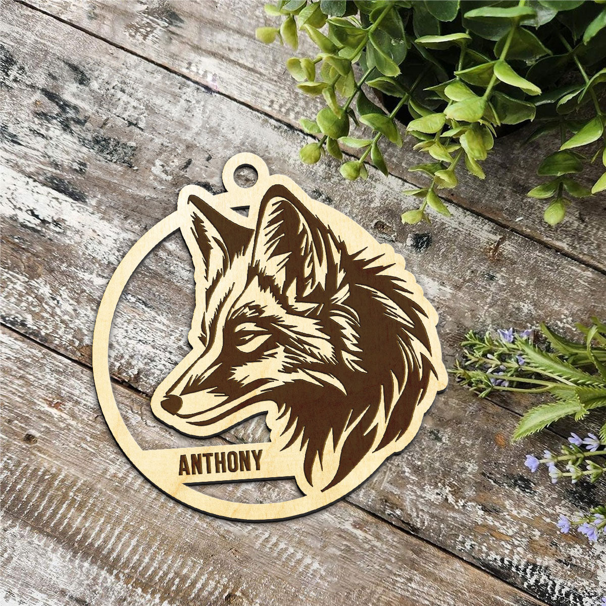 Fox Personalized Wood Ornament DS-17