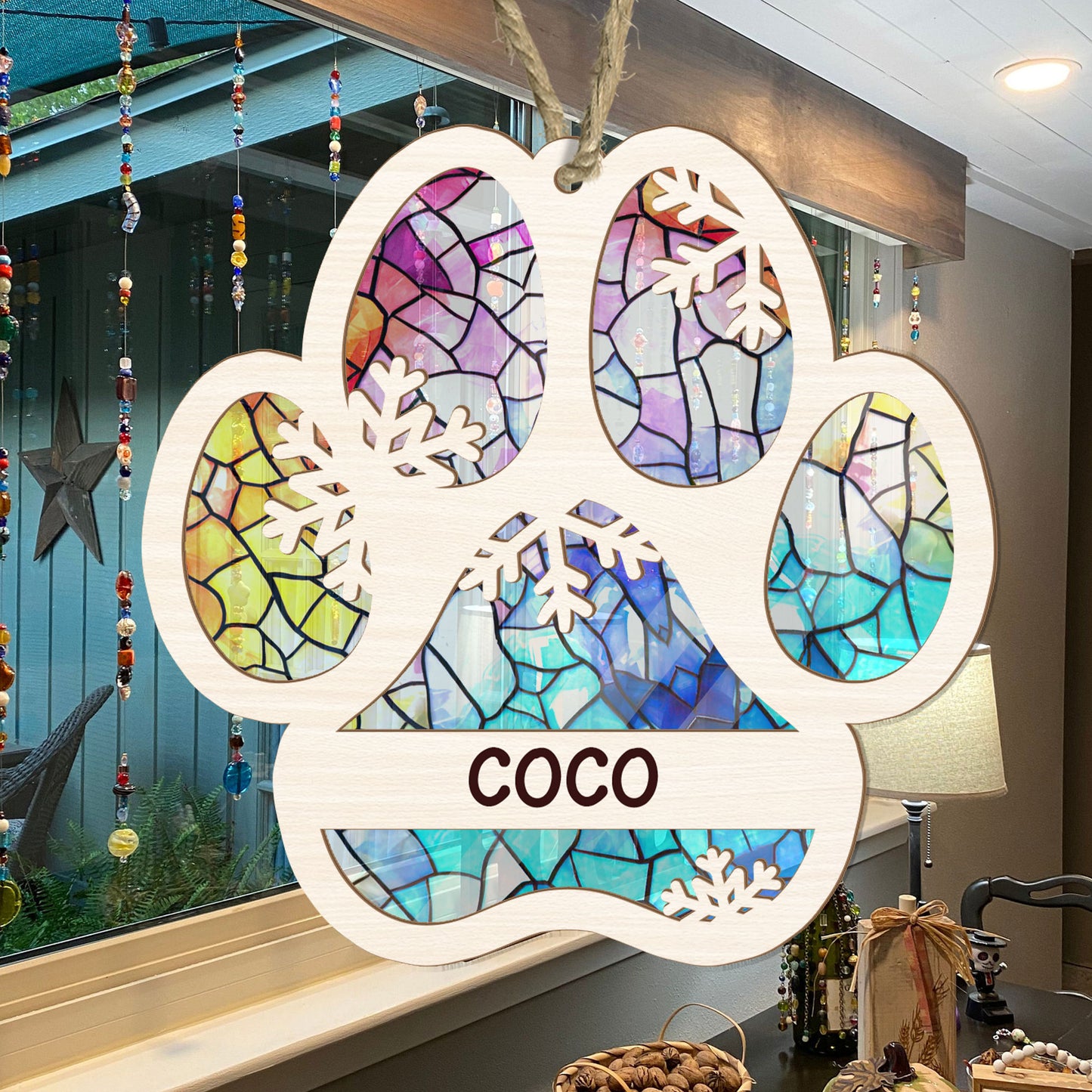 Dog And Cat Paw - Personalized Suncatcher Ornament DSSUNOTHN1026T