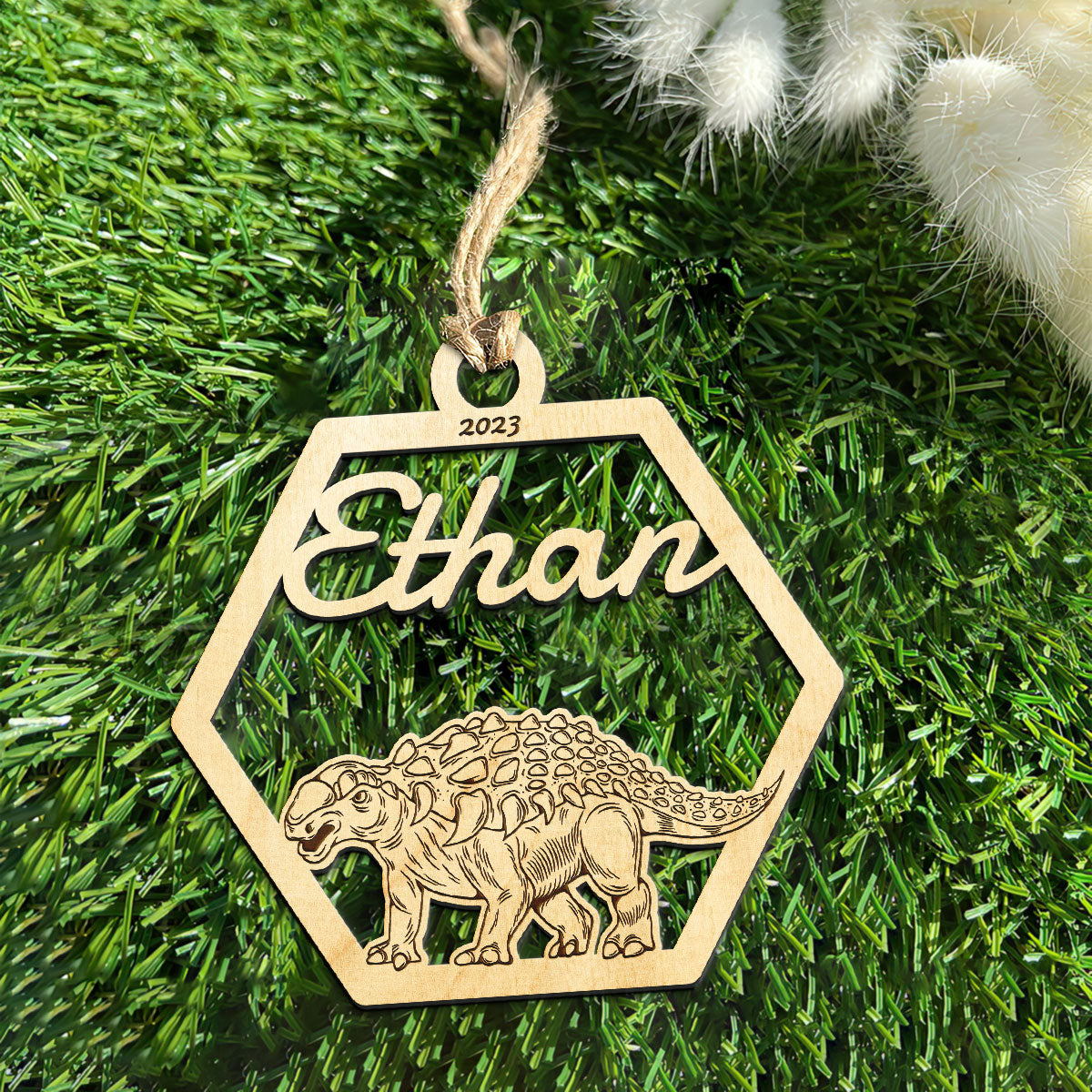 Anklyosaurus Personalized Wood Ornament DS-001