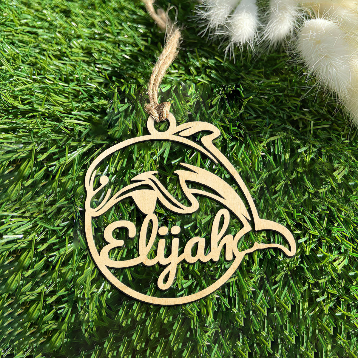 Dolphin Personalized Wood Ornament DS-002