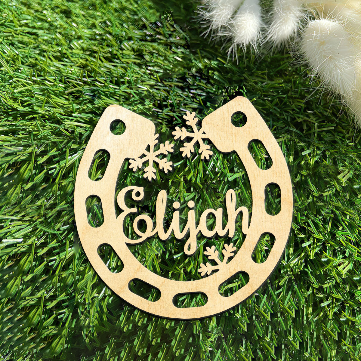 Horseshoe Personalized Wood Ornament DS-003