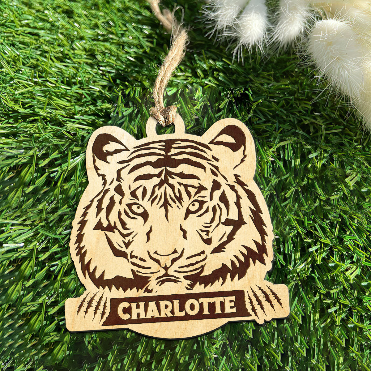 Tiger Personalized Wood Ornament DS-007
