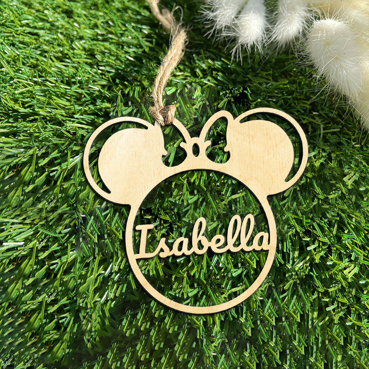 Minnie Personalized Wood Ornament DS-002