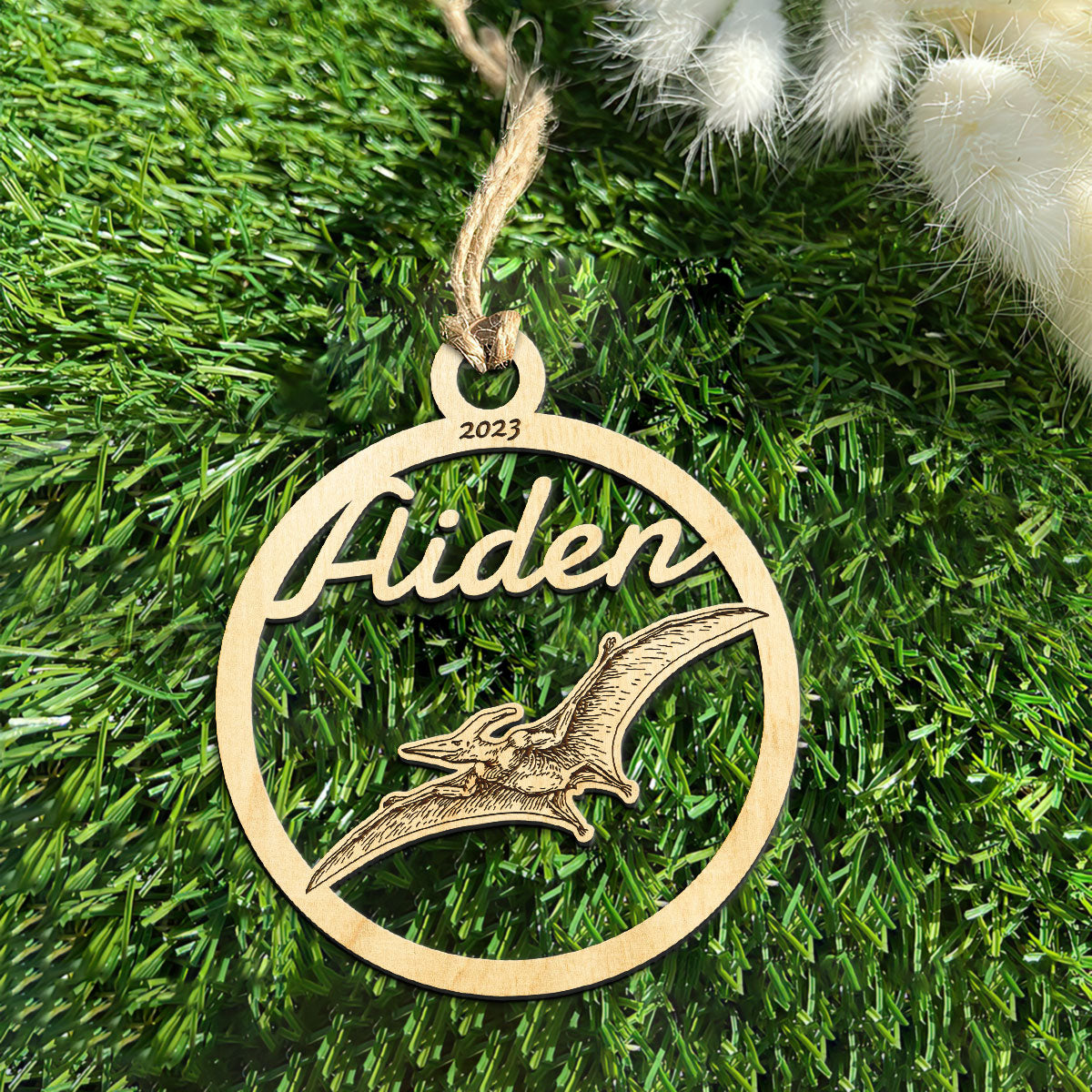 Pterodactyl Personalized Wood Ornament DS-001