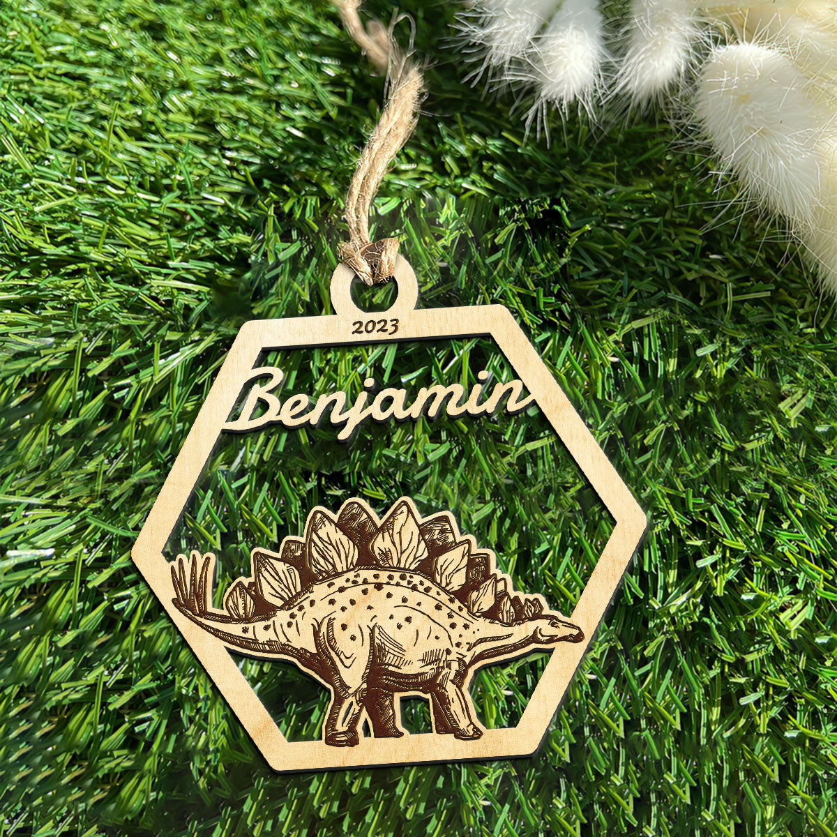 Stegosaurus Personalized Wood Ornament DS-001