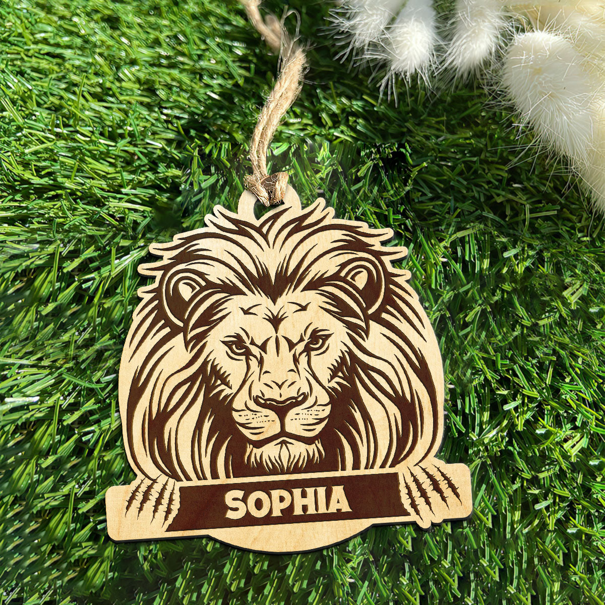 Lion Personalized Wood Ornament DS-007