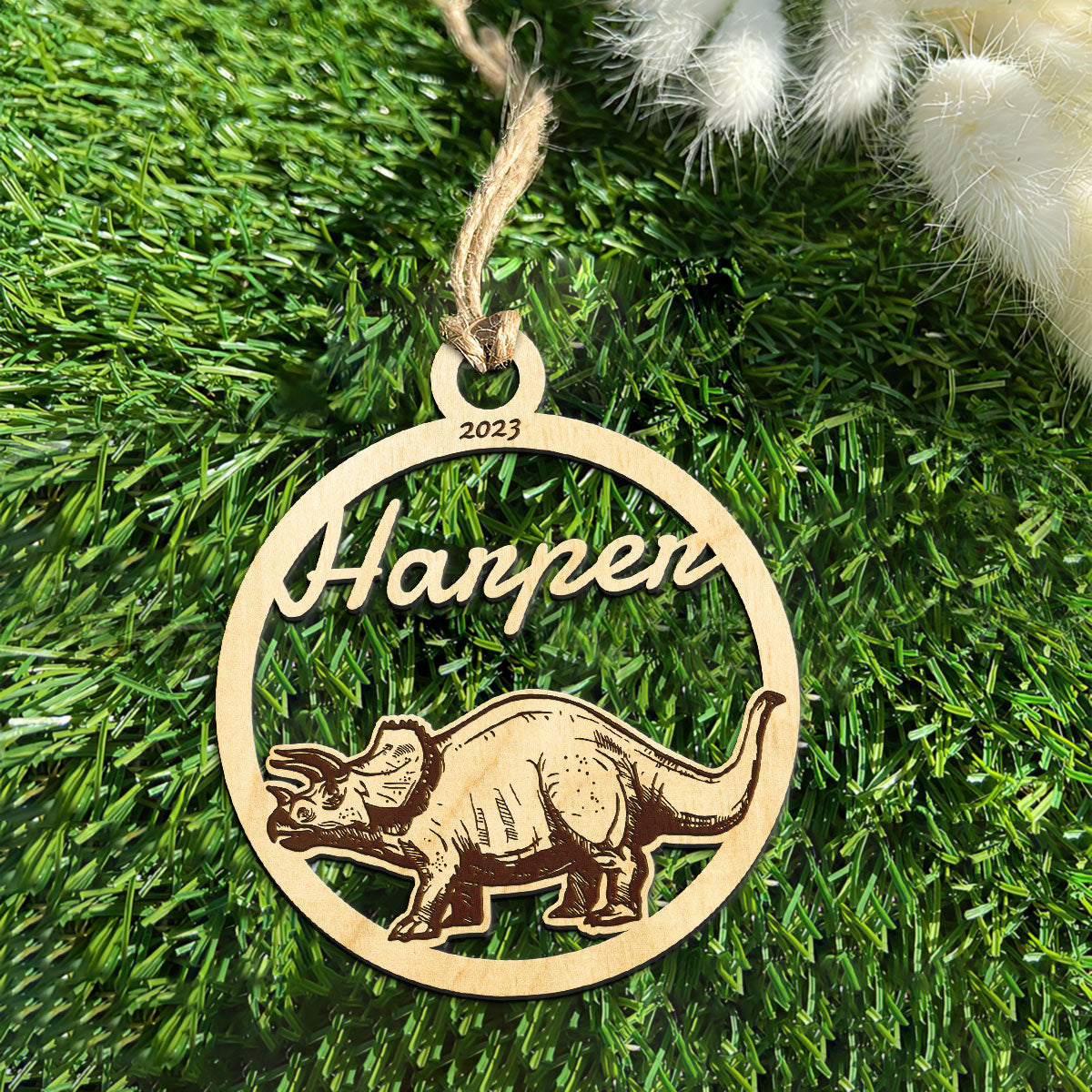 Triceratops Personalized Wood Ornament DS-001