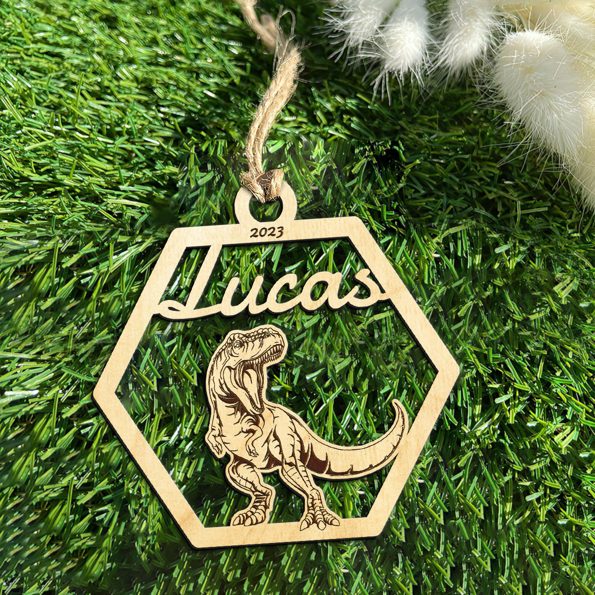 T-Rex Personalized Wood Ornament DS-001