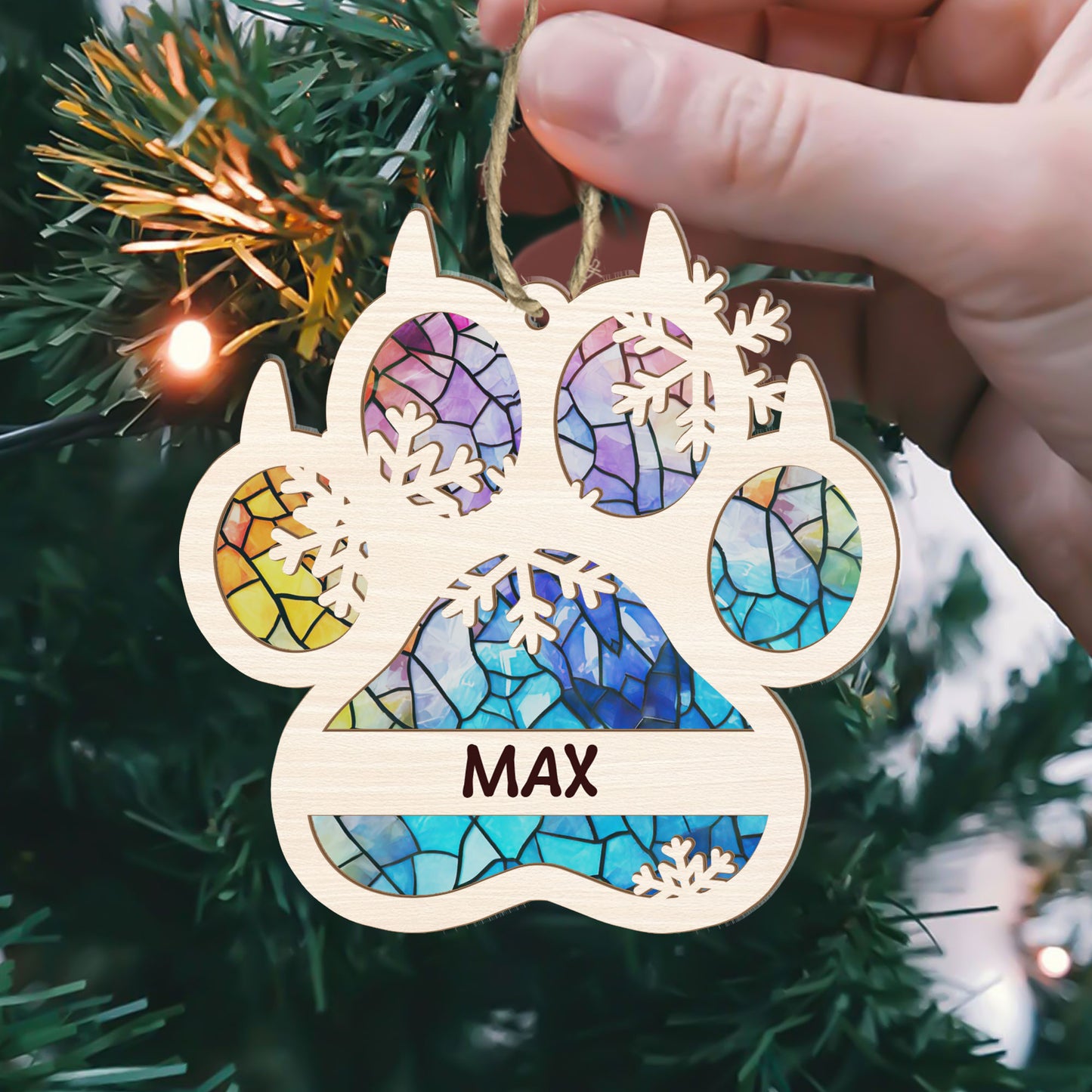 Dog And Cat Paw - Personalized Suncatcher Ornament DSSUNOTHN1026T