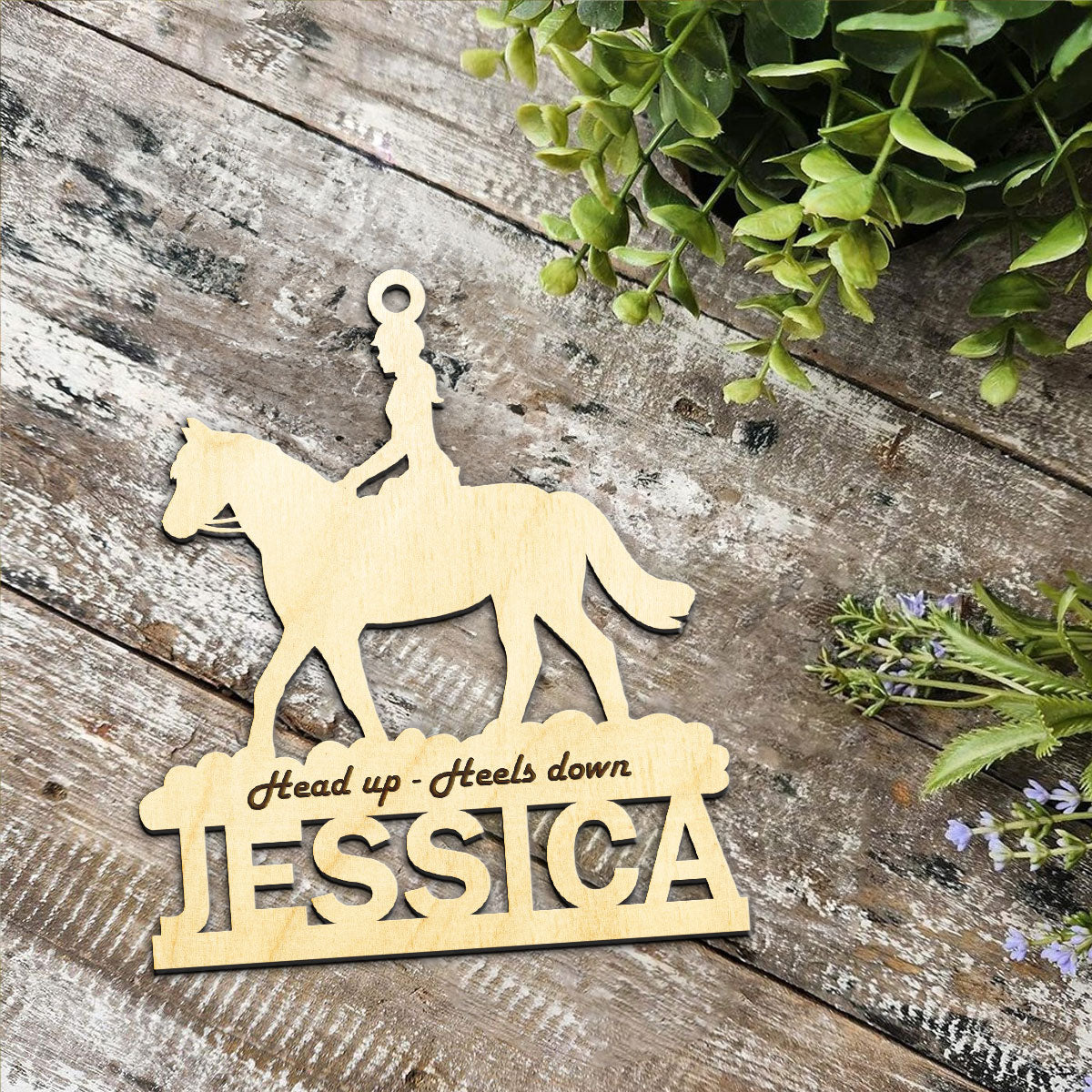Head Up - Heels Down - Personalized Wood Ornament DS-51