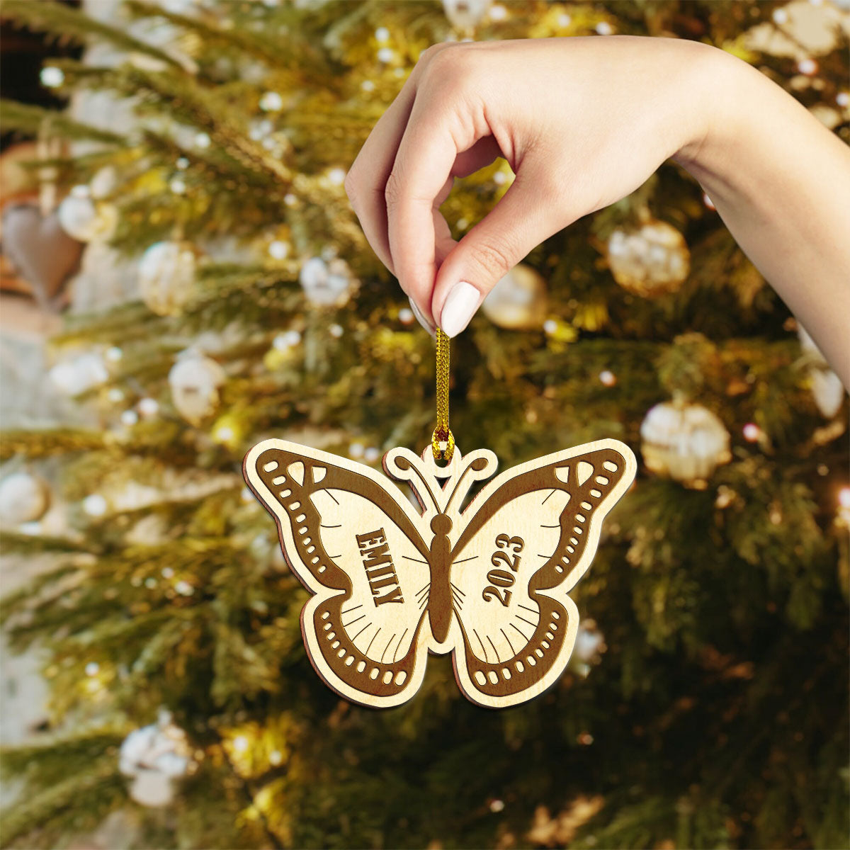 Butterfly Personalized Wood Ornament DS-11