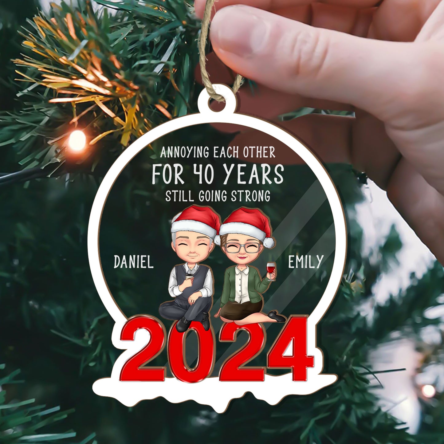 Annoying Each Other - Personalized Wood & Acrylic Ornament DSWAOLHN1529D
