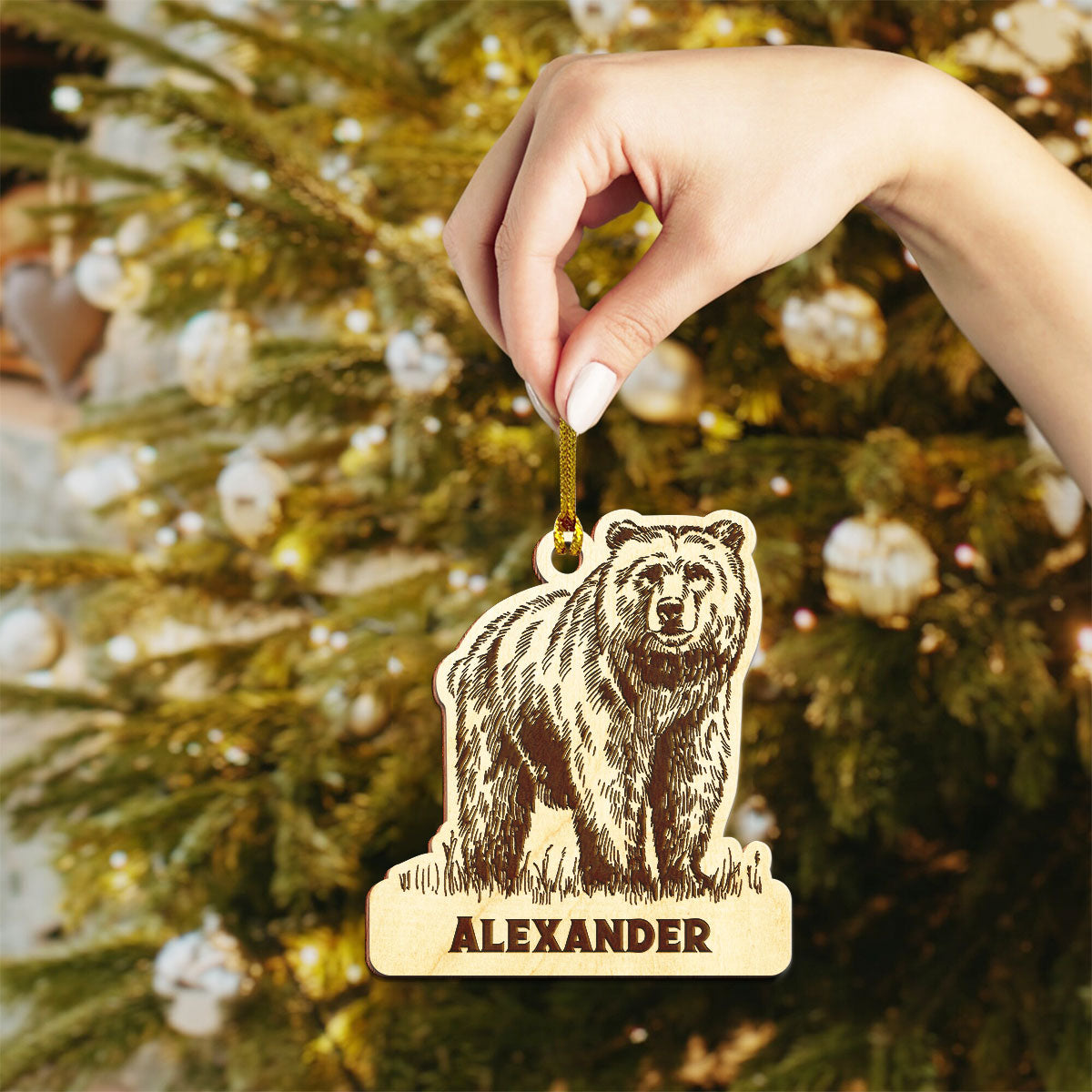 Bear Personalized Wood Ornament DS-15