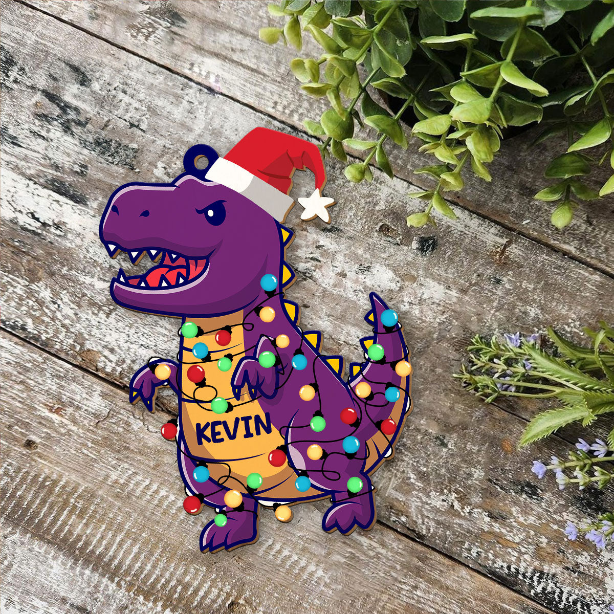 Trex Lights Personalized Wood Ornament DS-28