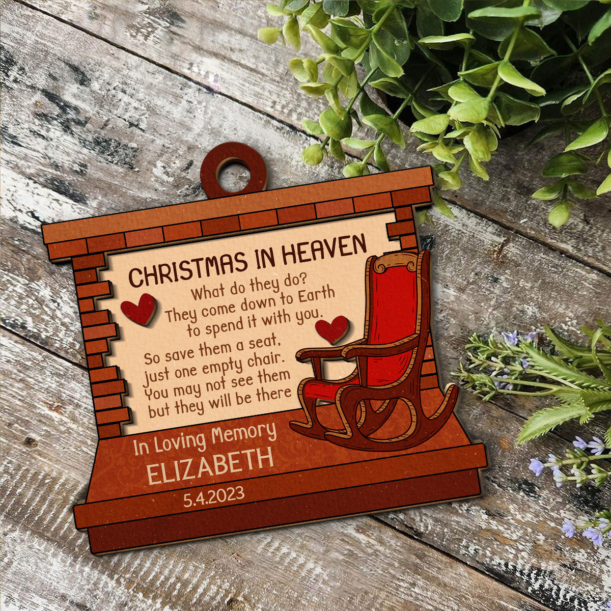 Christmas In Heaven Personalized Wood Ornament DS-52