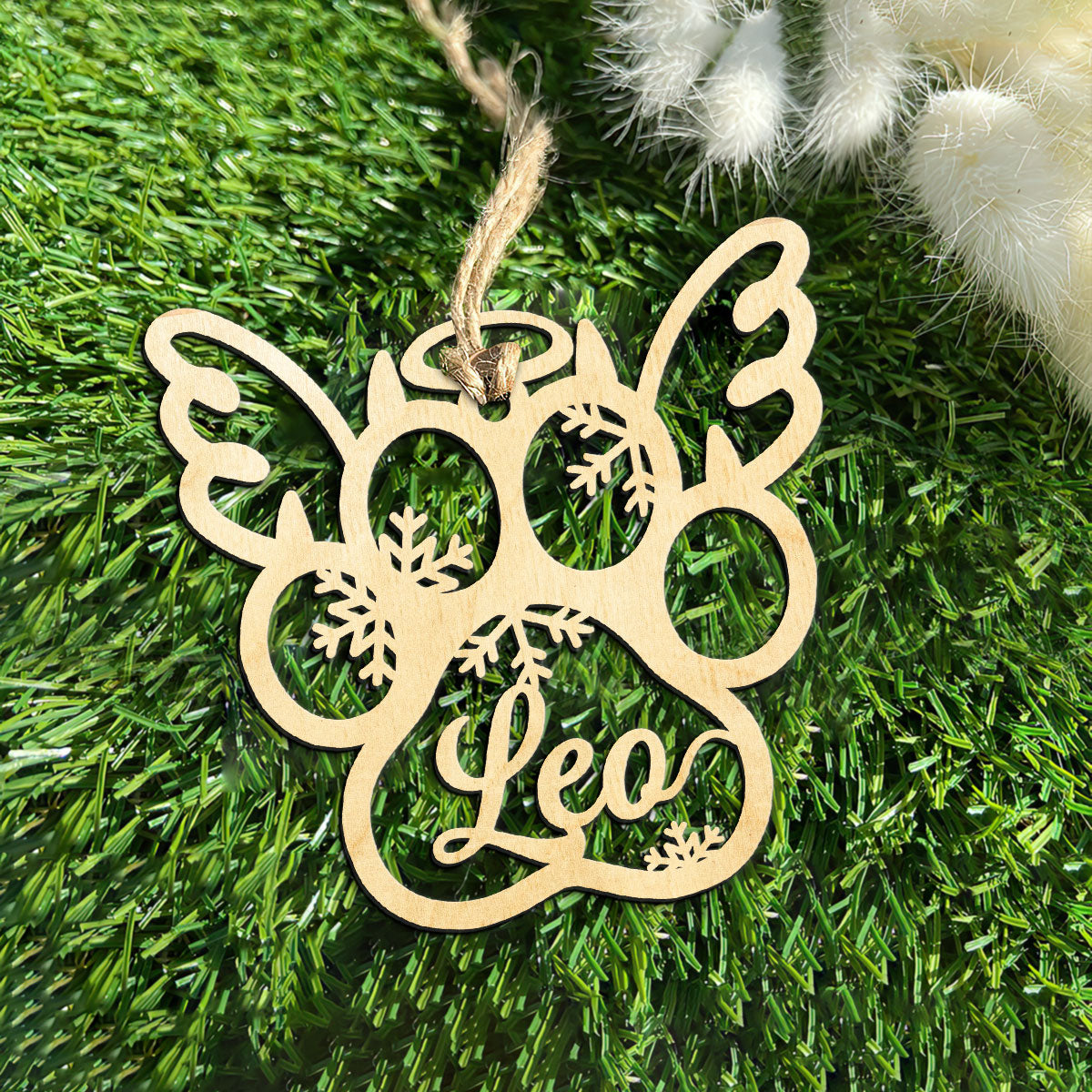 Dog And Cat Paw Shaped - Personalized Memorial Wooden Ornament DS-006