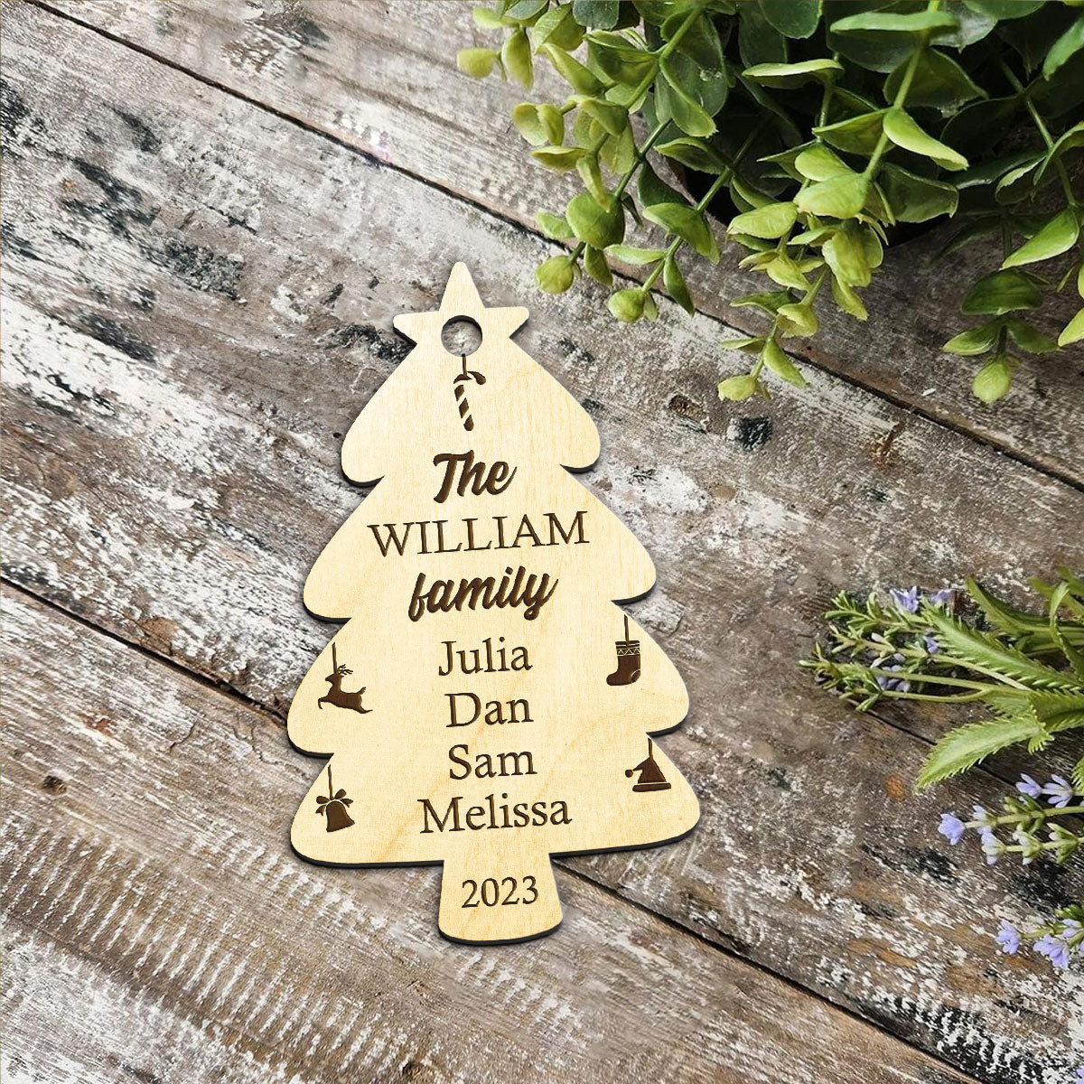 Family Tree - Personalized Christmas Wood Ornament DS-58