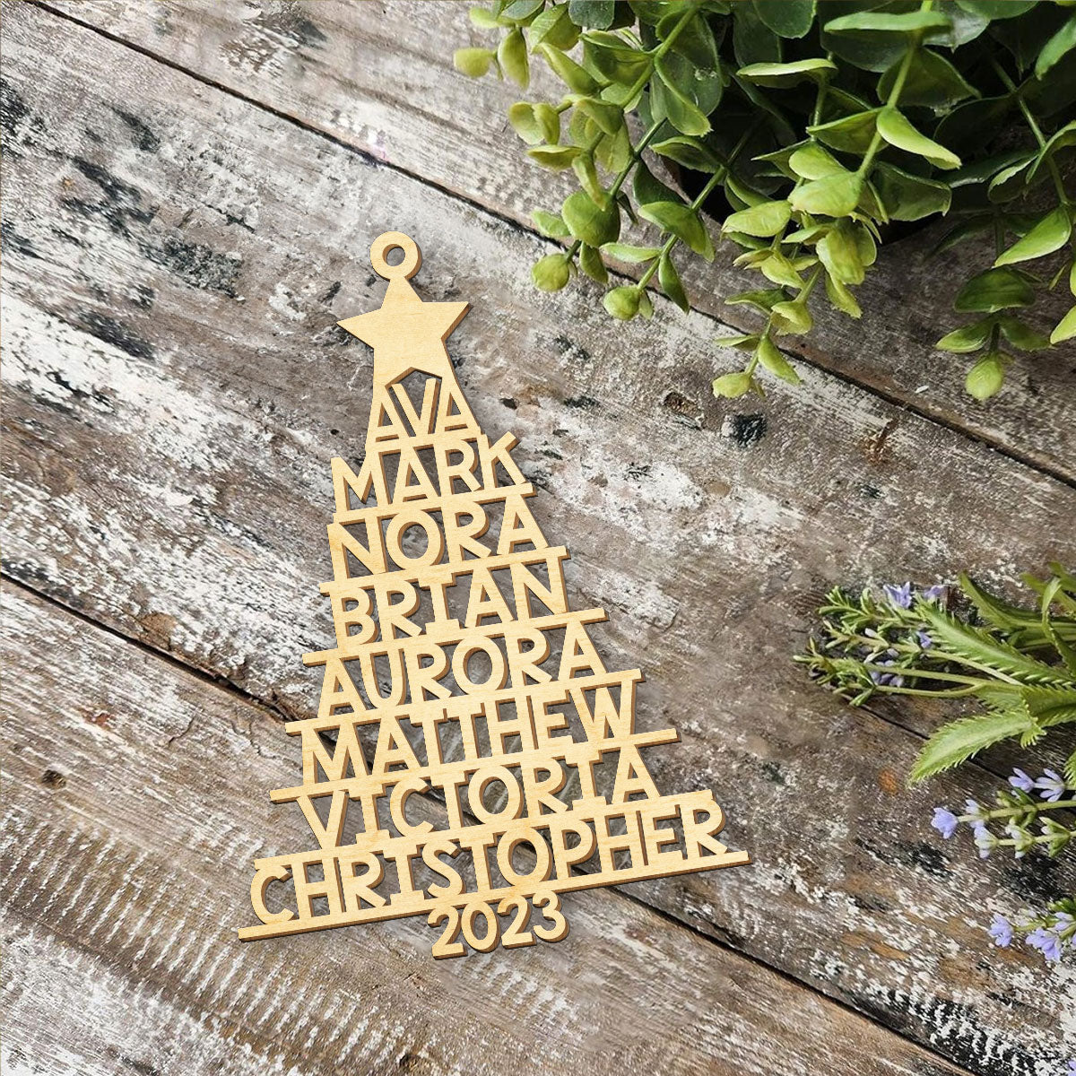 Christmas Tree Personalized Wood Ornament DS-009