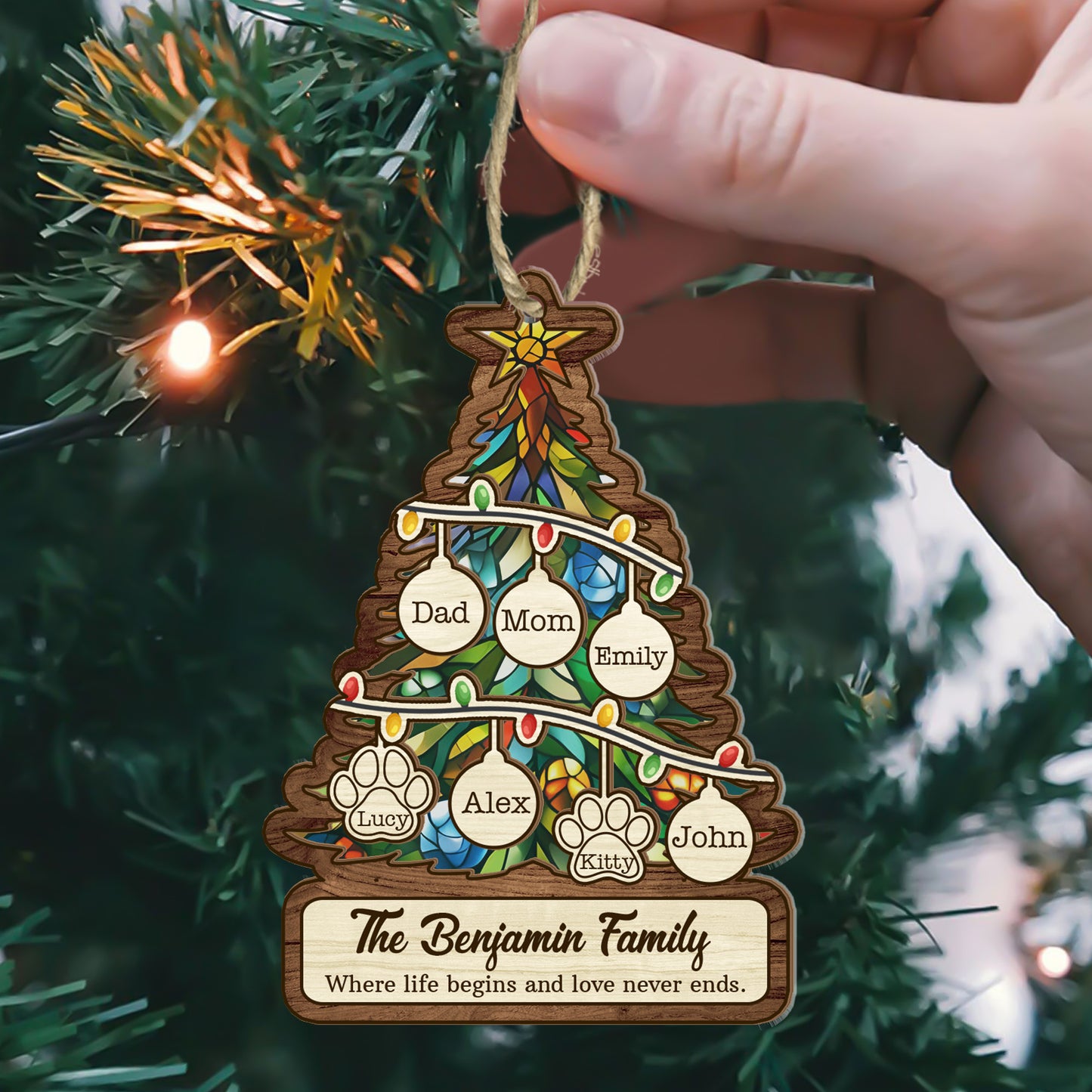 Where Life Begins And Love Never Ends - Personalized Suncatcher Ornament DSSUNOPTN1061D
