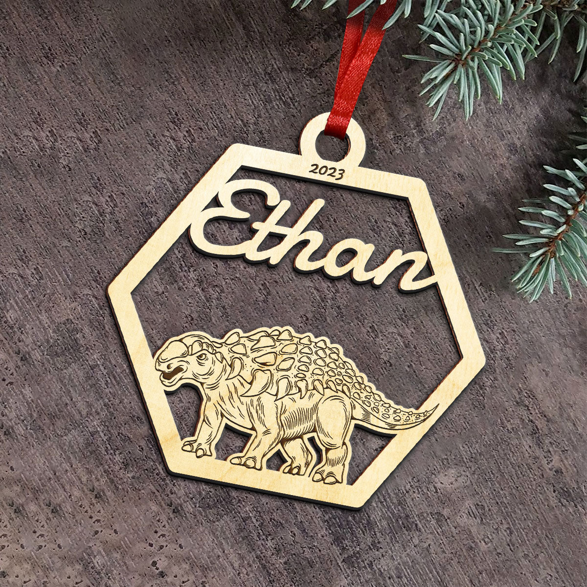 Anklyosaurus Personalized Wood Ornament DS-001