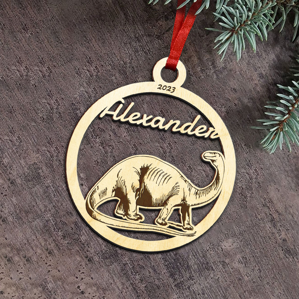 Brachiosaurus Personalized Wood Ornament DS-001