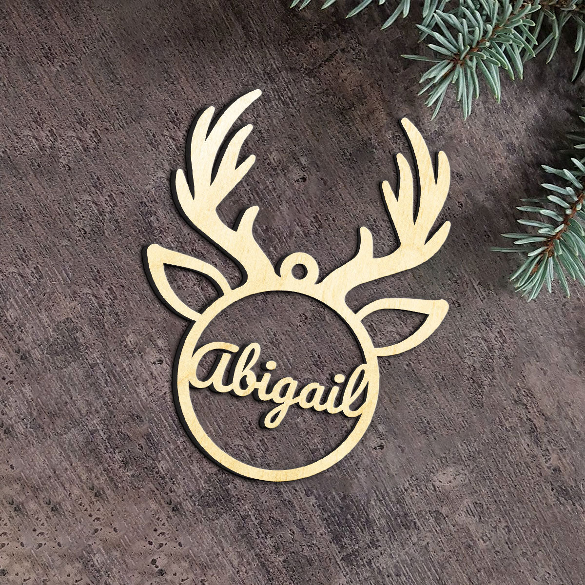Deer Personalized Wood Ornament DS-002
