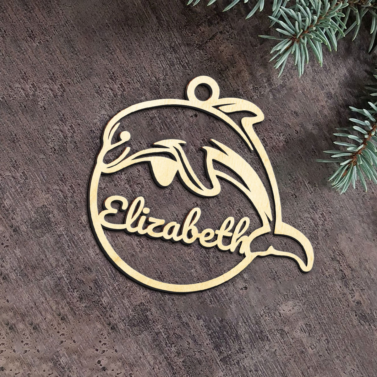 Dolphin Personalized Wood Ornament DS-002