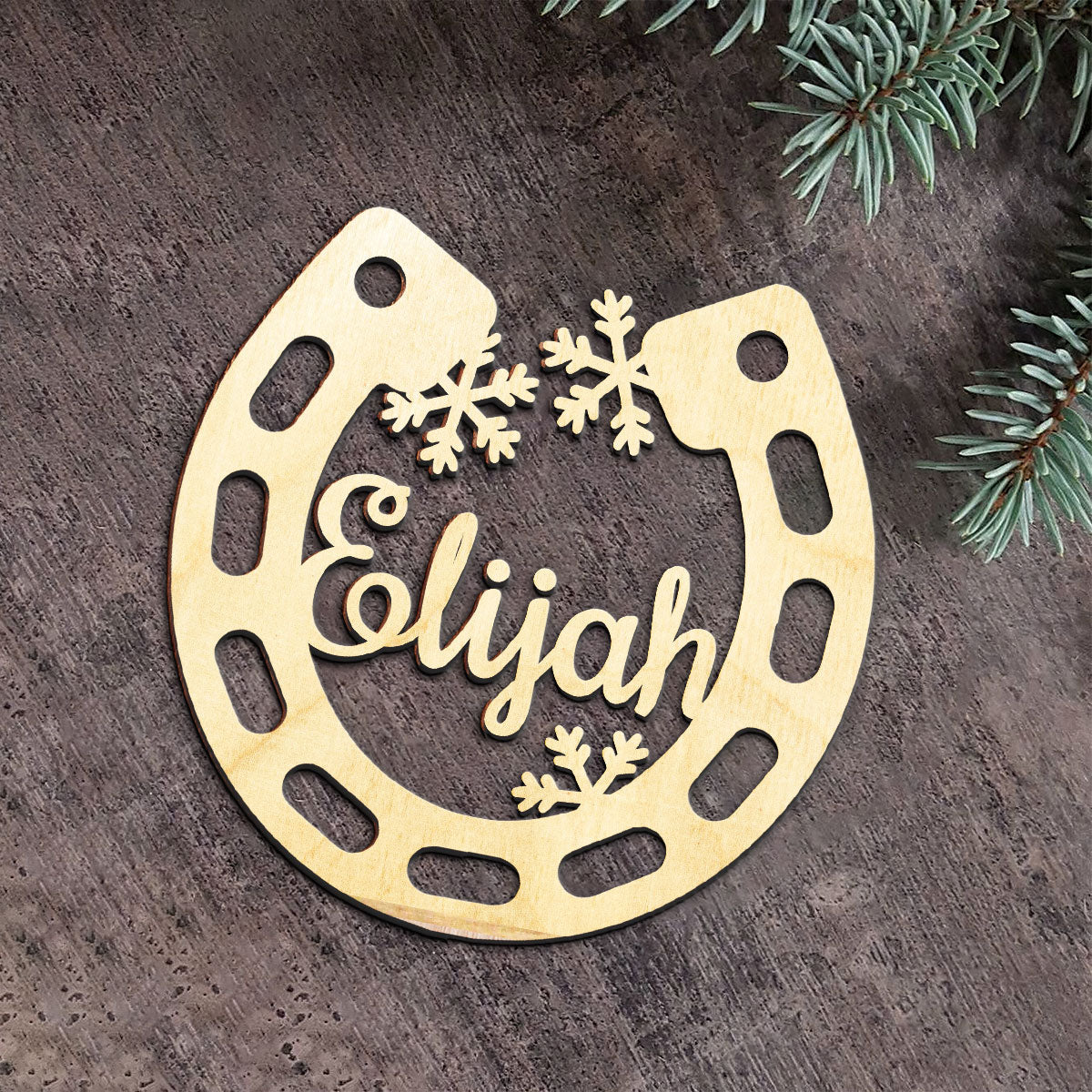 Horseshoe Personalized Wood Ornament DS-003