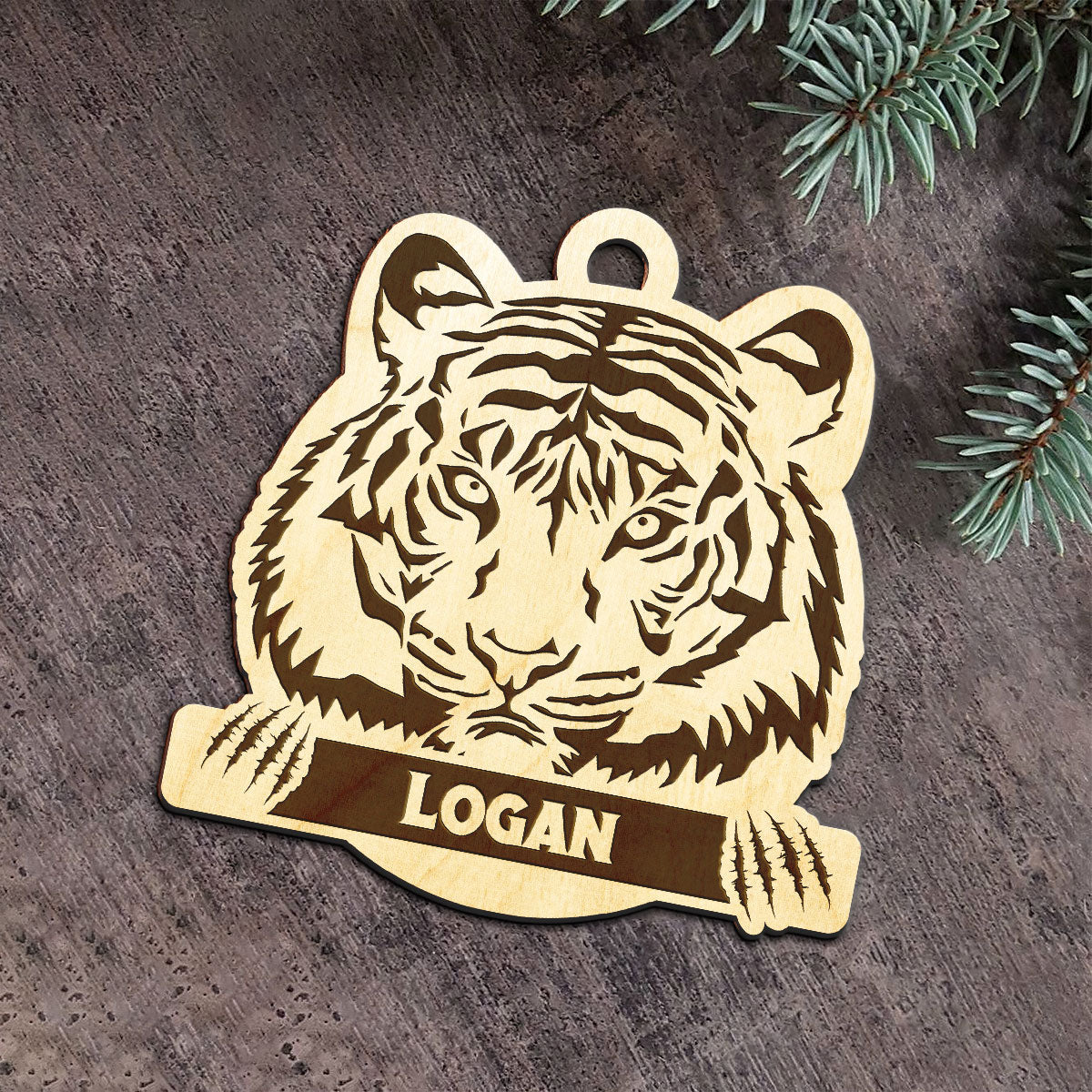Tiger Personalized Wood Ornament DS-007