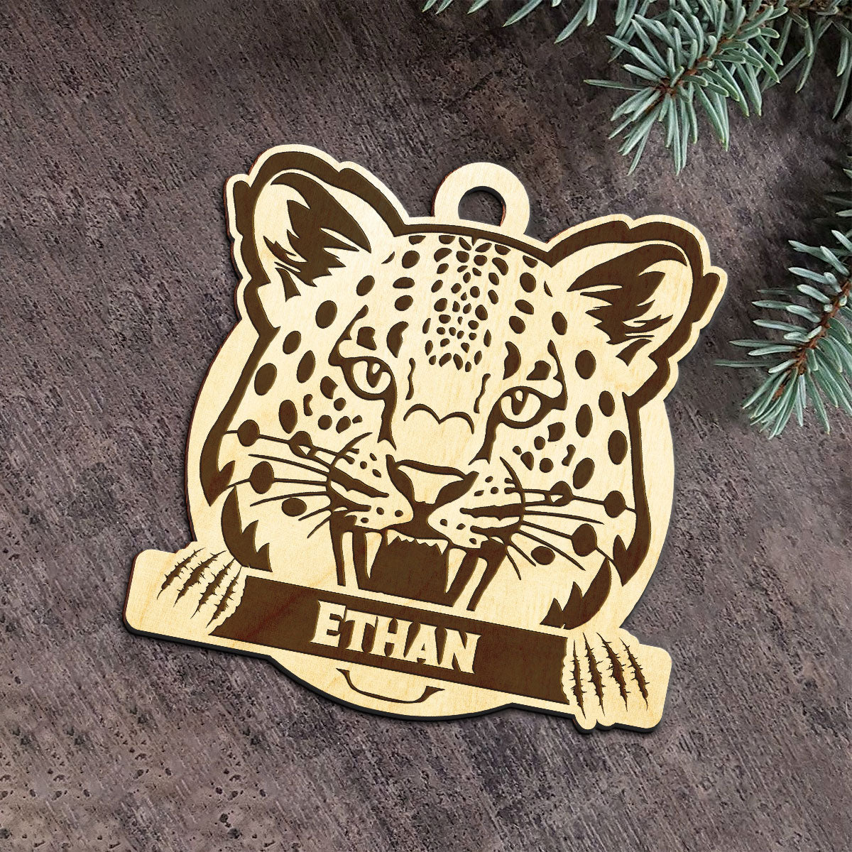 Panther Personalized Wood Ornament DS-007