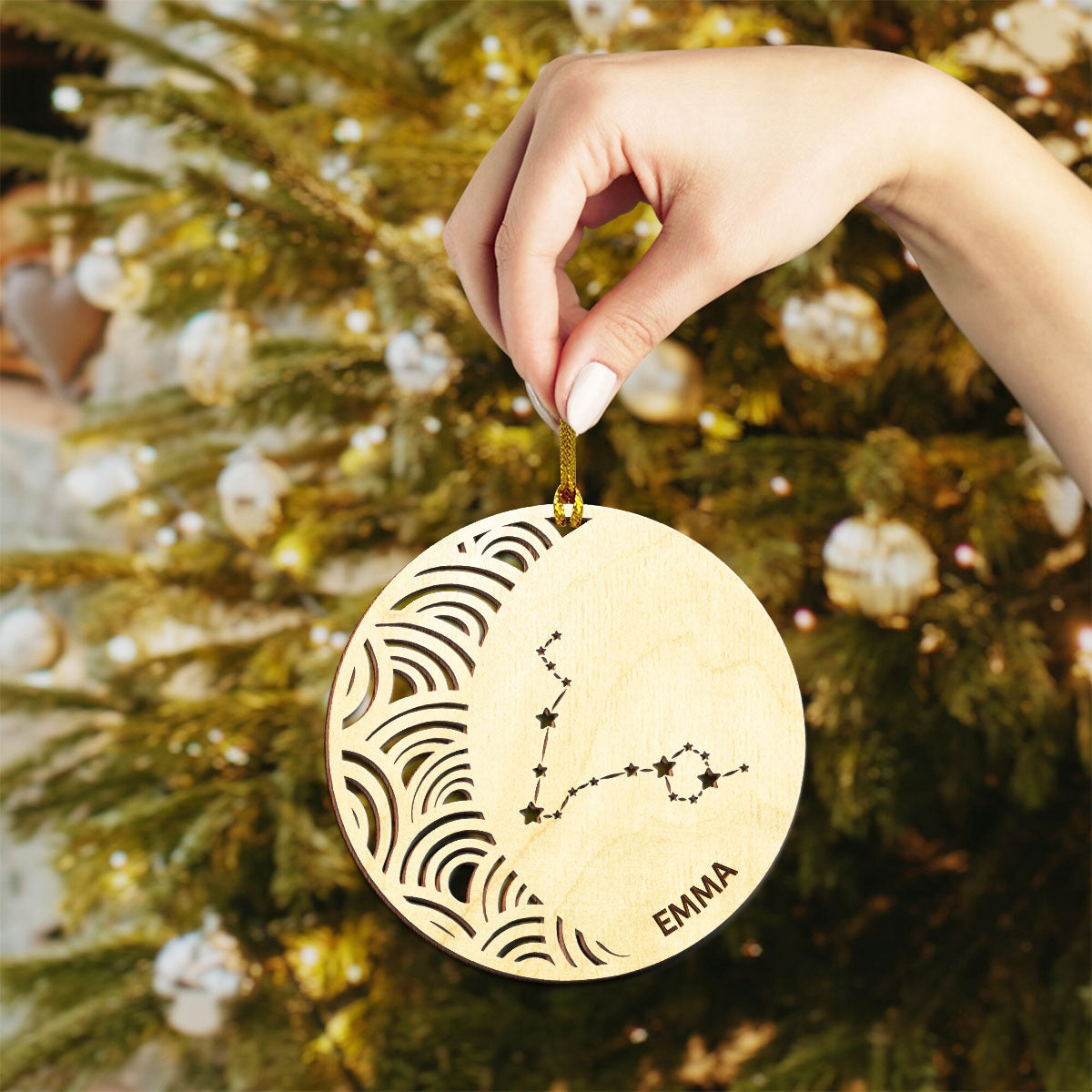 Pisces Constellation Personalized Wood Ornament DS-005