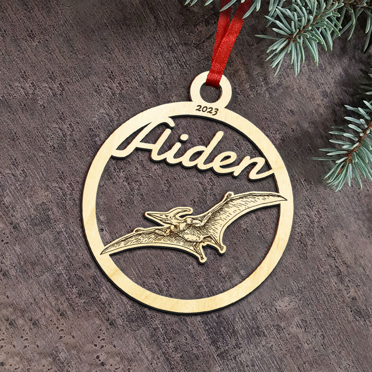 Pterodactyl Personalized Wood Ornament DS-001