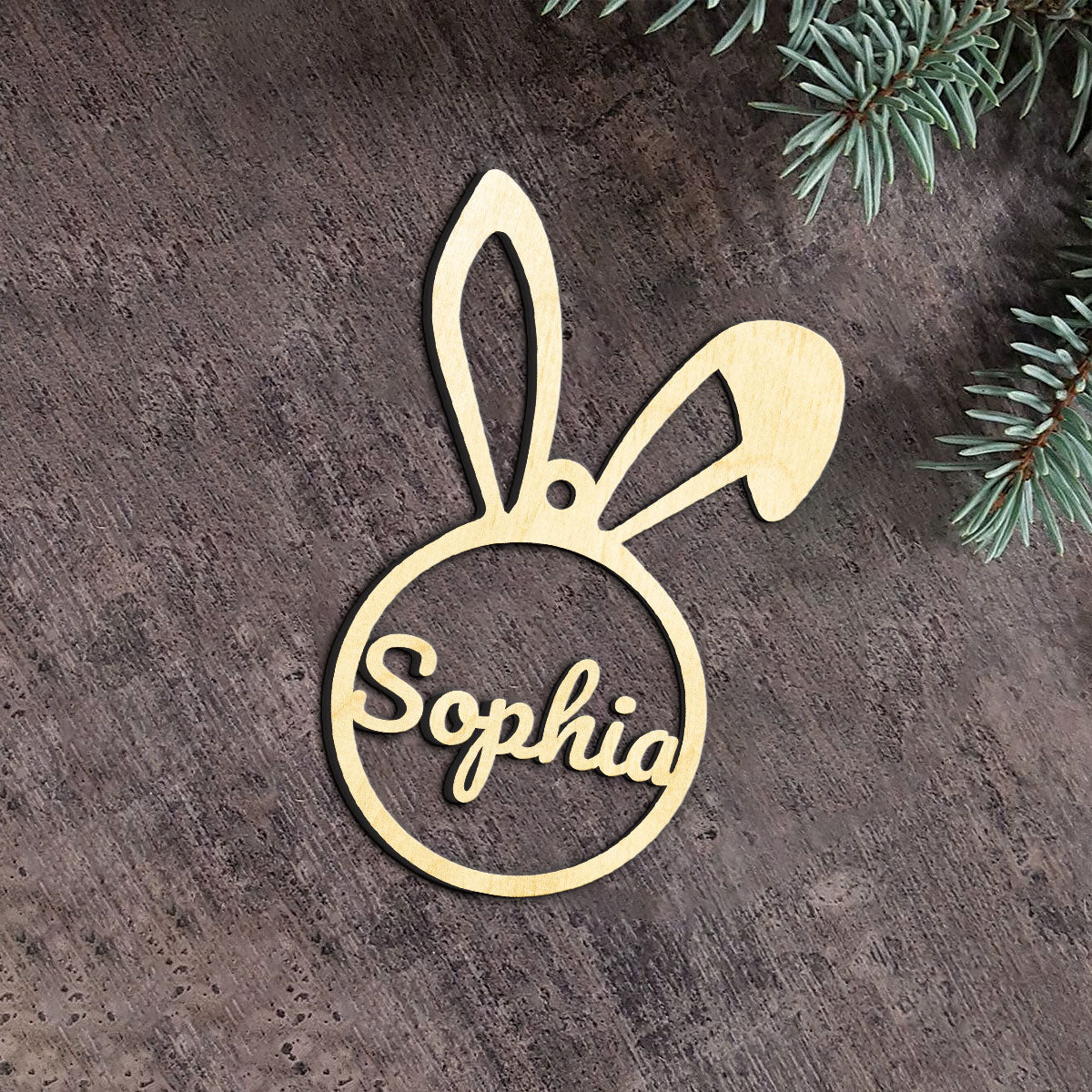 Rabit Personalized Wood Ornament DS-002