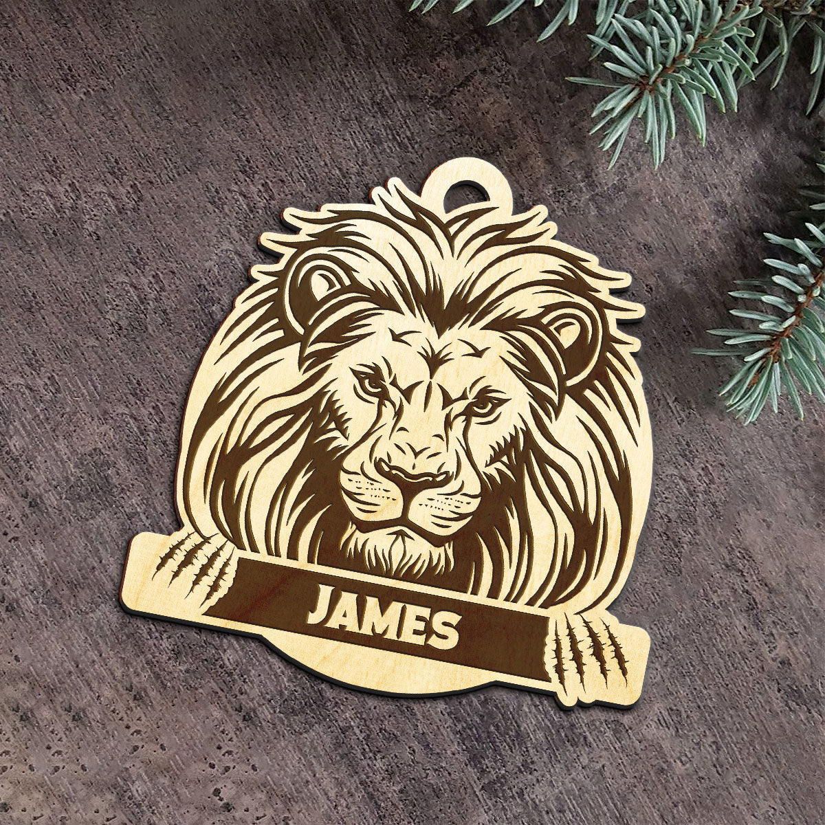 Lion Personalized Wood Ornament DS-007