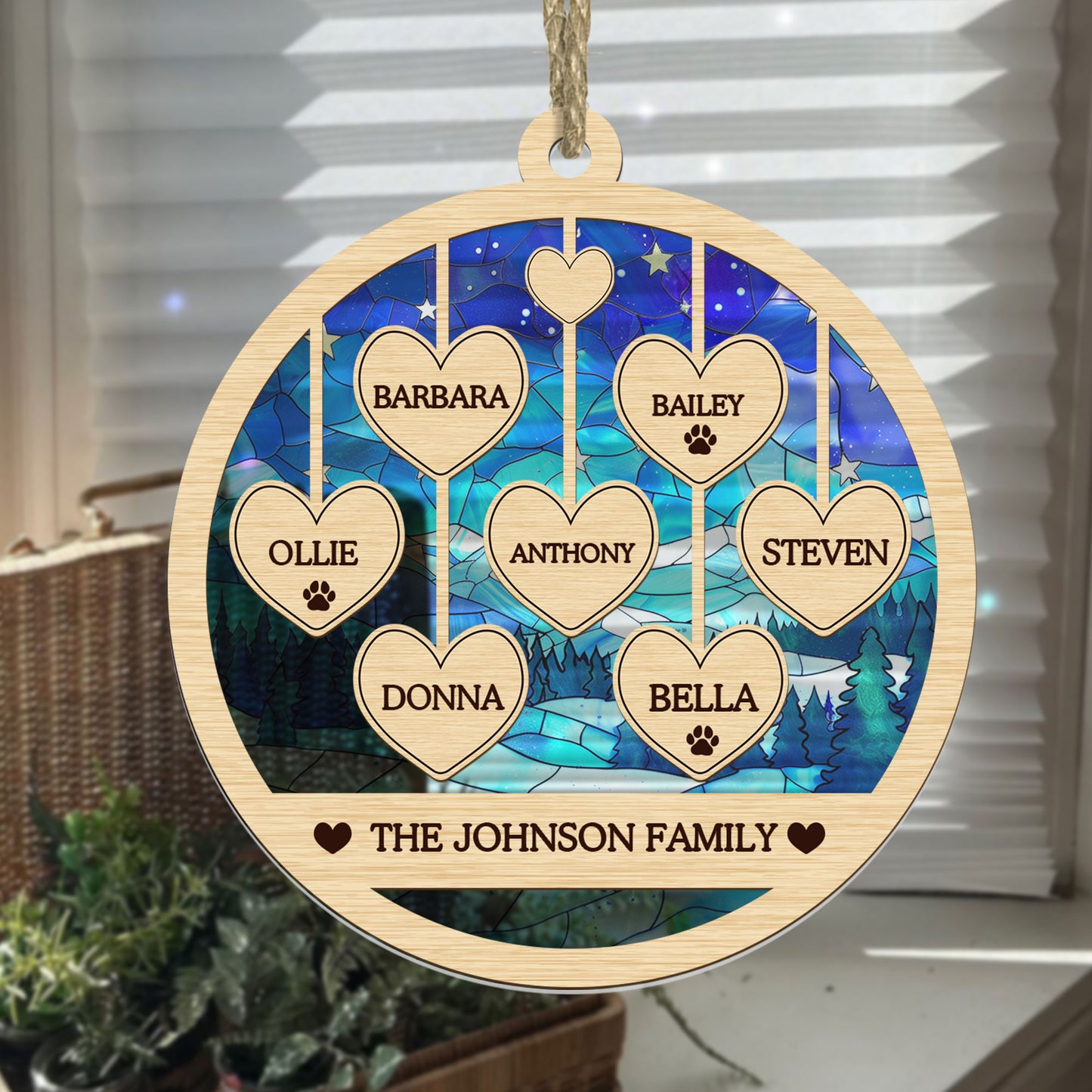 Family Paw And Heart - Personalized Suncatcher Ornament DSSUNOLHN1058TA