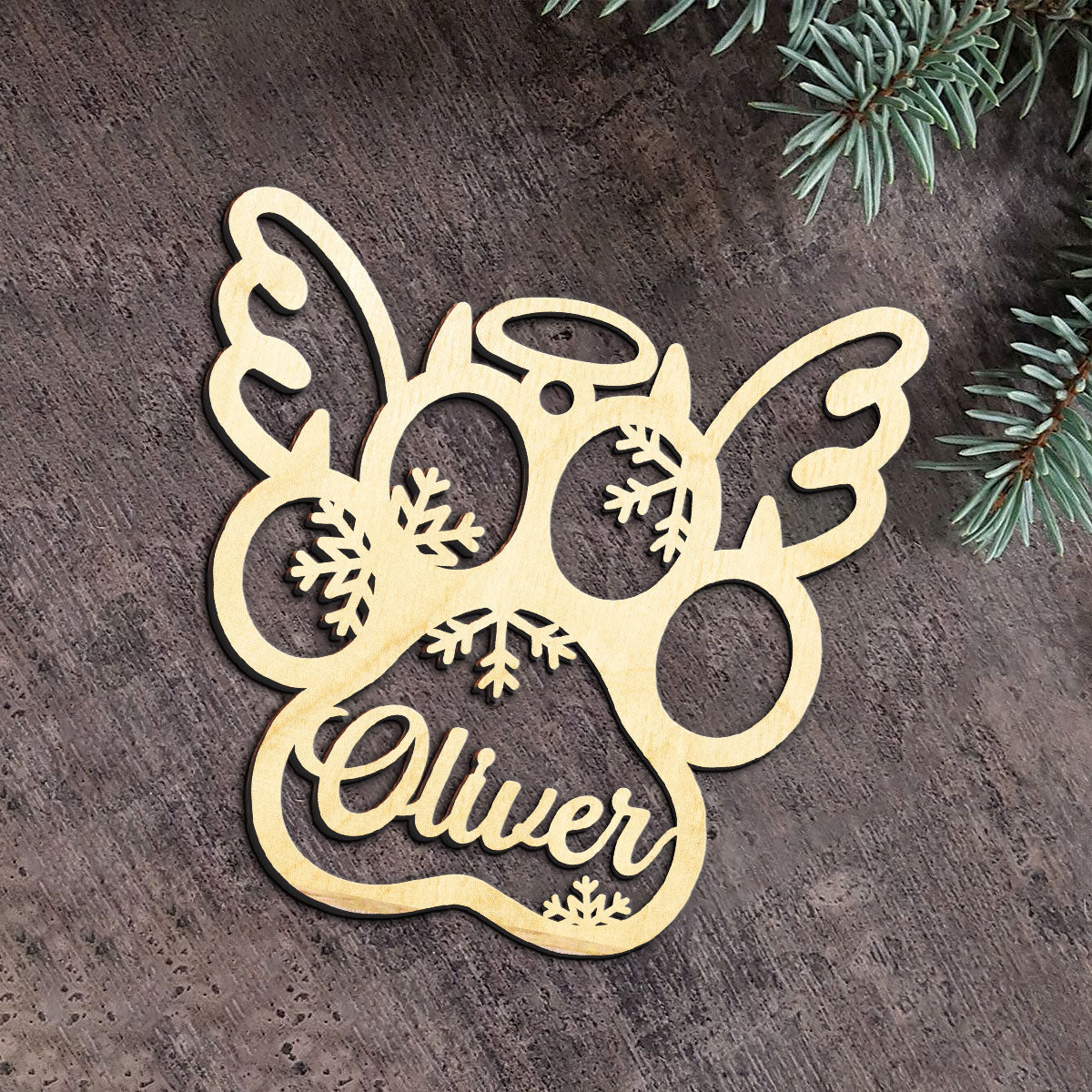 Dog And Cat Paw Shaped - Personalized Memorial Wooden Ornament DS-006