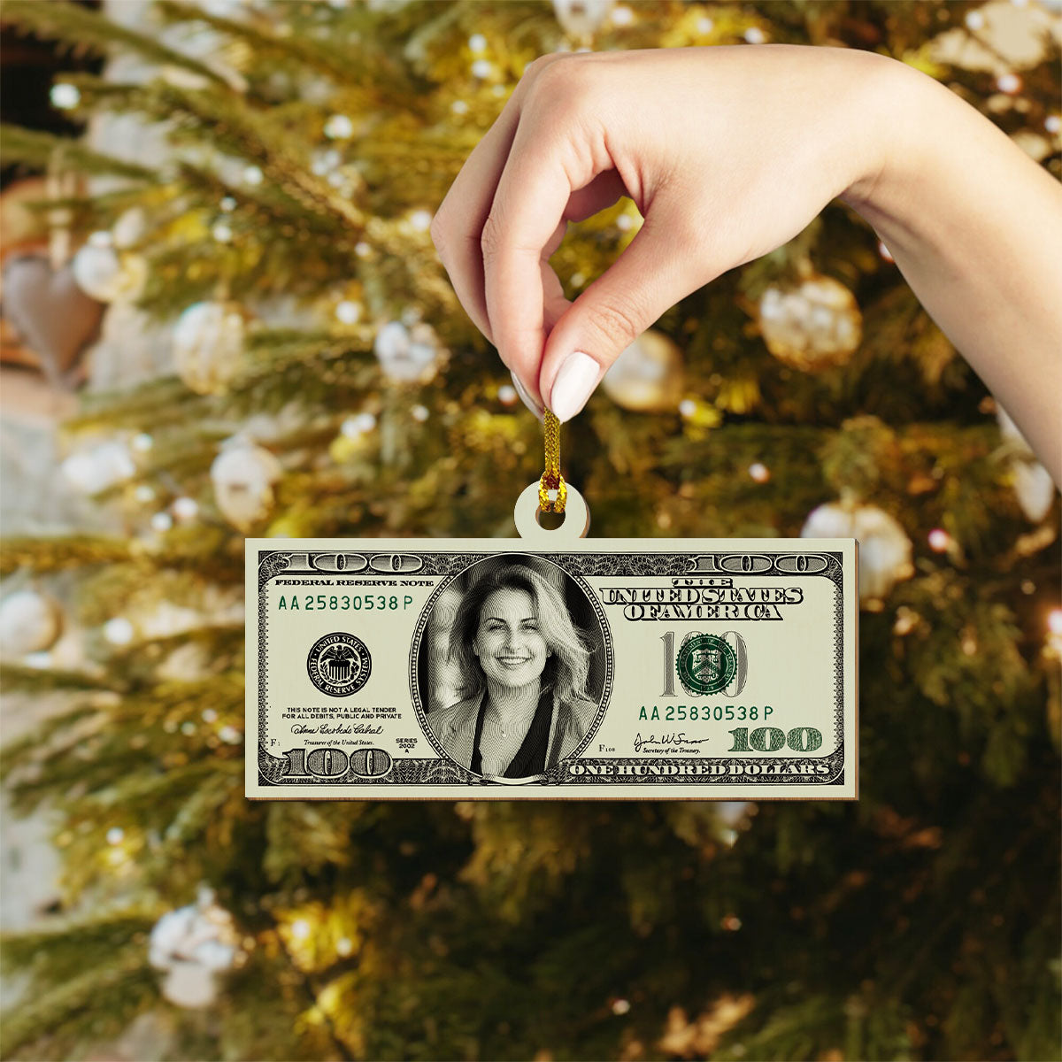 Customized Image Money - Personalized Wood Ornament DS-66