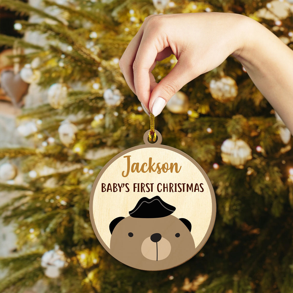 Baby Bear Personalized Wood Ornament DS-64