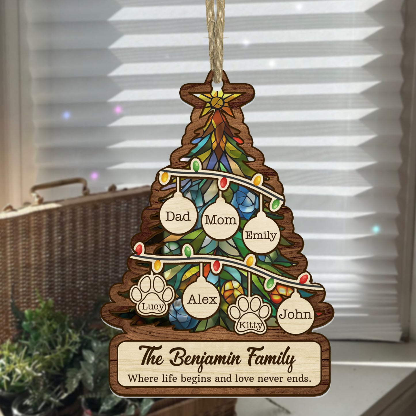 Where Life Begins And Love Never Ends - Personalized Suncatcher Ornament DSSUNOPTN1061D