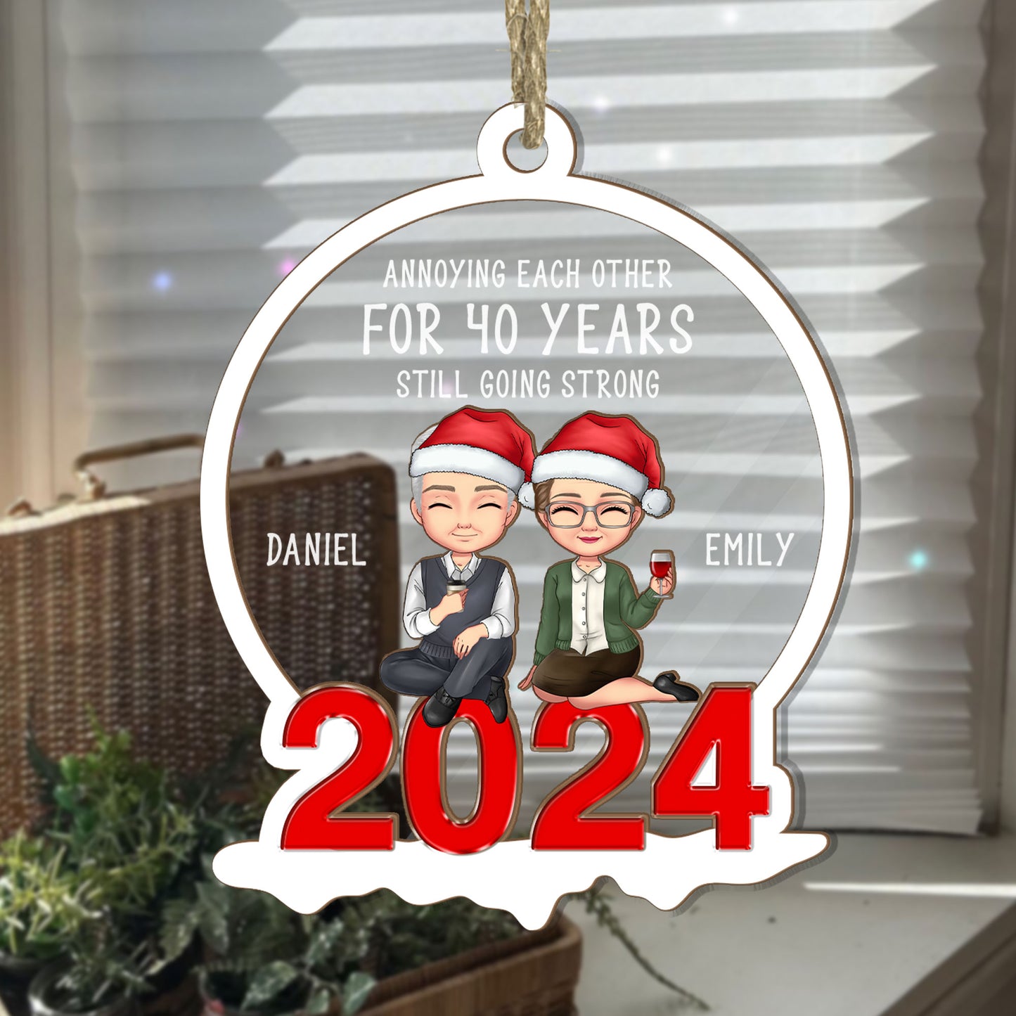 Annoying Each Other - Personalized Wood & Acrylic Ornament DSWAOLHN1529D