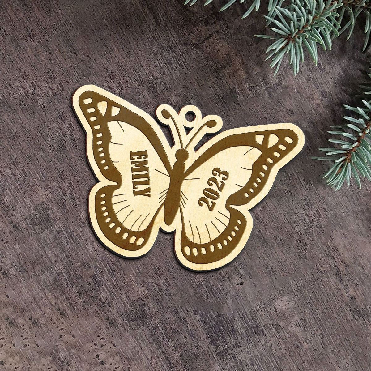 Butterfly Personalized Wood Ornament DS-11