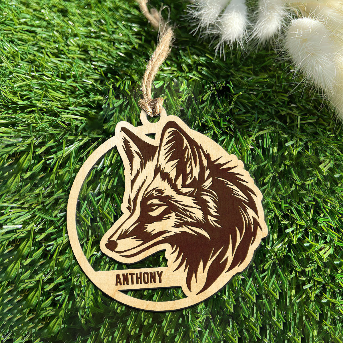 Fox Personalized Wood Ornament DS-17